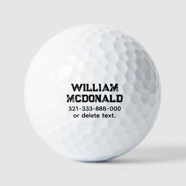 Personalisierte Namens-Golfbälle Vorlage DISTRESSE Golfball (Vorderseite)