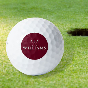 Personalisierte Namens-Golfschläger Burgunderrot Golfball