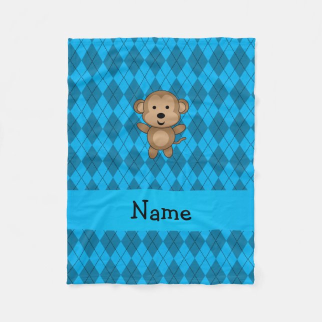 Personalisierte Namensaffeblau-Raute Fleecedecke (Vorderseite)