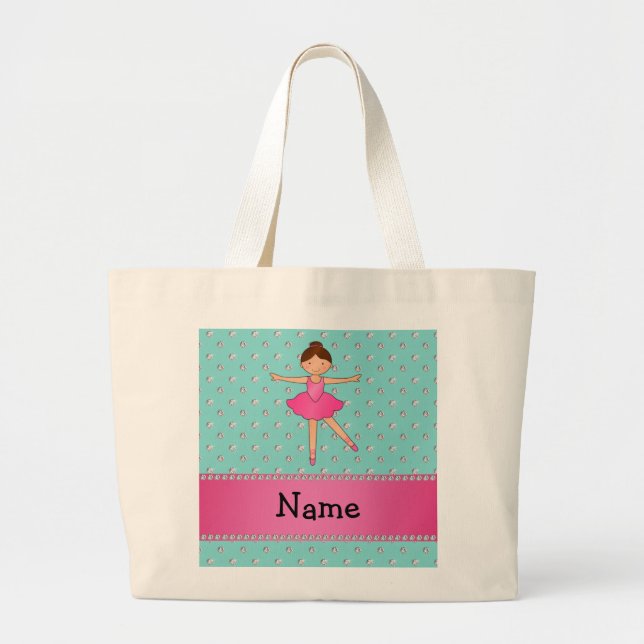 Personalisierte Namensballerina seafoam Jumbo Stoffbeutel (Vorne)