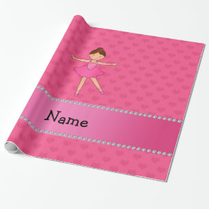 Personalisierte Namensballerinarosaherzen Geschenkpapier