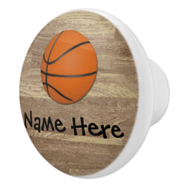 Personalisierte Namensbasketball-Orange/Brown Keramikknauf