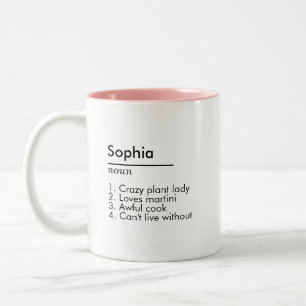 Personalisierte Namensdefinitionsvorgabenideen Zweifarbige Tasse