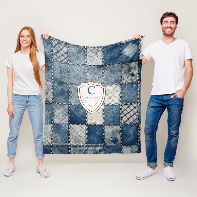 Personalisierte Namensdenim-Patches für Sie Fleecedecke (Beispiel)