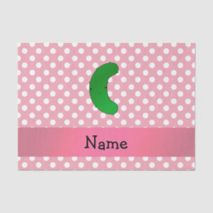 Personalisierte Namensessiggurkenrosa-Polkapunkte Seidenpapier