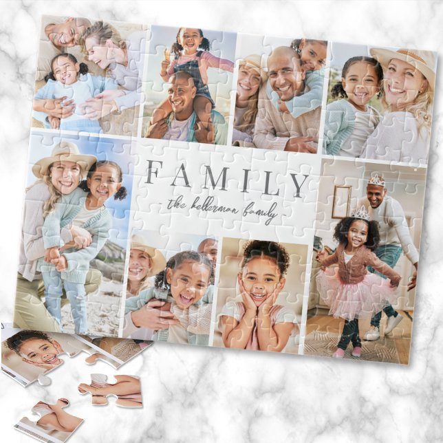 Personalisierte Namensfamilie FotoCollage (Personalized Name Family Photo Collage jigsaw puzzle)