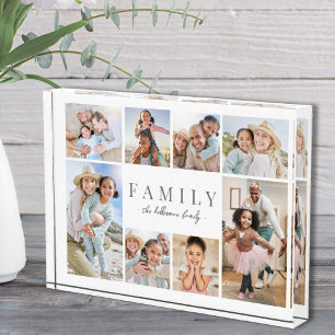 Personalisierte Namensfamilie FotoCollage Acrylic Fotoblock