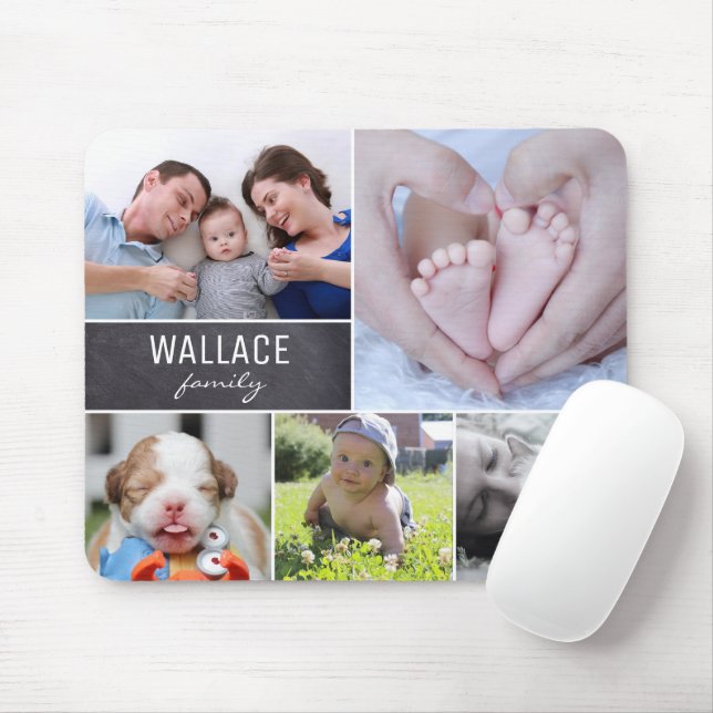 Personalisierte Namensfamilie Fotos-Collage Mousepad (Mit Mouse)