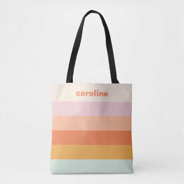 Personalisierte Namensfarbige Streifen Retro Paste Tasche (Vorderseite)