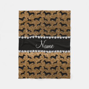 Personalisierte NamensgoldGlitter-Dackeln Fleecedecke