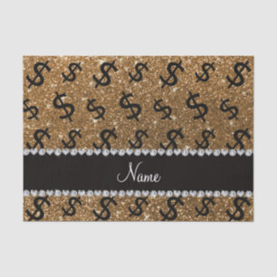 Personalisierte NamensgoldGlitter-Dollarzeichen Seidenpapier