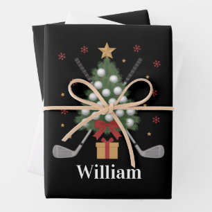 Personalisierte Namensgolfbaum-Ausrüstung Weihnach Geschenkpapier Set