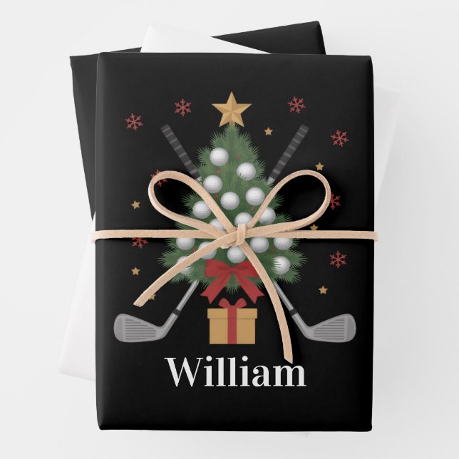 Personalisierte Namensgolfbaum-Ausrüstung Weihnach Geschenkpapier Set (Beispiel)