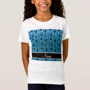 Personalisierte Namenshimmelblau-Glittergymnastik T-Shirt