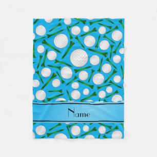 Personalisierte Namenshimmelblau-Golfball-T-Shirts Fleecedecke