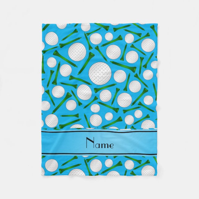 Personalisierte Namenshimmelblau-Golfball-T-Shirts Fleecedecke (Vorderseite)