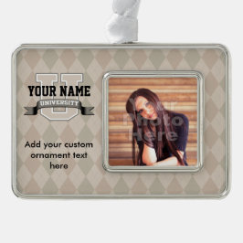 Personalisierte Namenshochschulcoole lustige Uni Rahmen-Ornament Silber