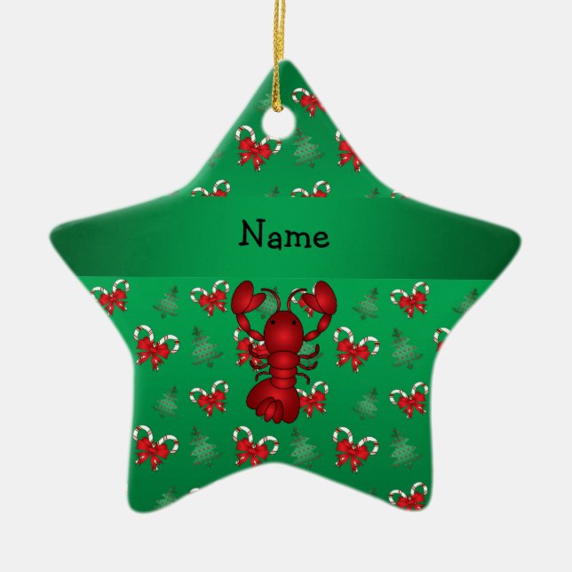 Personalisierte Namenshummergrün-Zuckerstangebögen Keramik Ornament (Vorne)