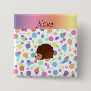 Personalisierte NamensIgelsregenbogen-Punkte Button