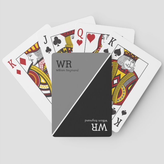 personalisierte Namensinitialen in halbrauer Schwa Spielkarten (Rückseite)