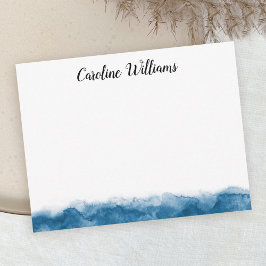 Personalisierte Namenskarte mit blauem Aquarellran Mitteilungskarte
