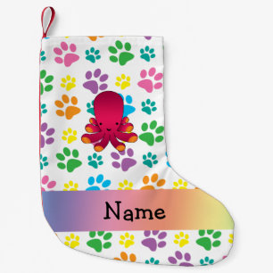 Personalisierte Namenskrakenregenbogentatzen Kleiner Weihnachtsstrumpf