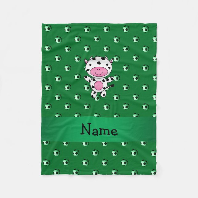 Personalisierte Namenskuhgrün-Fußbalbälle Fleecedecke (Vorderseite)