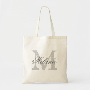 Personalisierte Namensmonogramm-Tasche Grau Tragetasche
