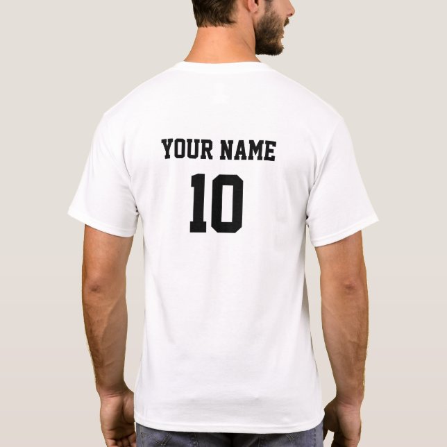 Personalisierte Namensnummer vorne Schwarz-weiß T-Shirt (Rückseite)