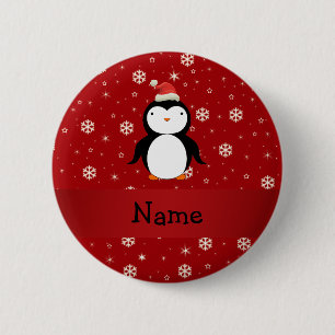 Personalisierte Namenspenguinrotschneeflocken Button