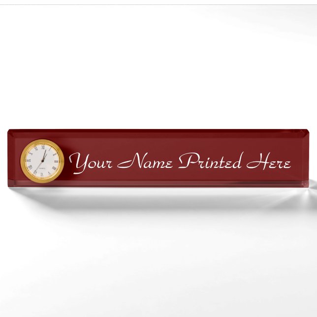 Personalisierte Namensplatte mit Uhr Namensplakette (Vorderseite)