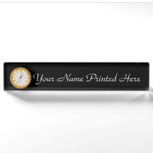 Personalisierte Namensplatte mit Uhr