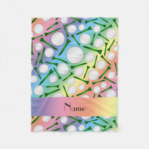 Personalisierte Namensregenbogengolfball-T-Shirts Fleecedecke