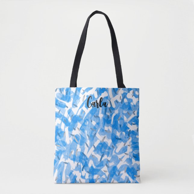 Personalisierte Namensschattierungen für blaues Wa Tasche (Vorderseite)