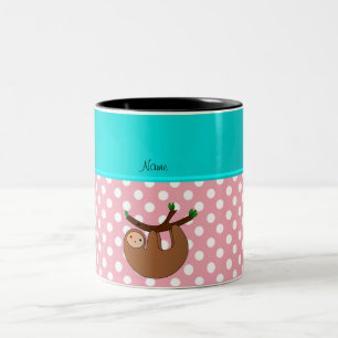 Personalisierte Namensslothrosa-Polkapunkte Zweifarbige Tasse