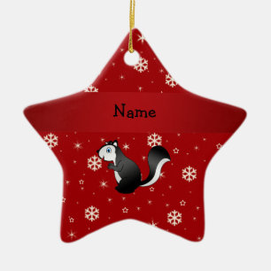Personalisierte Namensstinktierrotschneeflocken Keramik Ornament