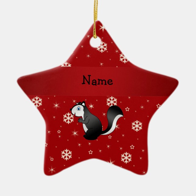 Personalisierte Namensstinktierrotschneeflocken Keramik Ornament (Vorne)