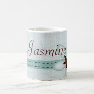 Personalisierte NamensTasse - blaues Band und Kaffeetasse