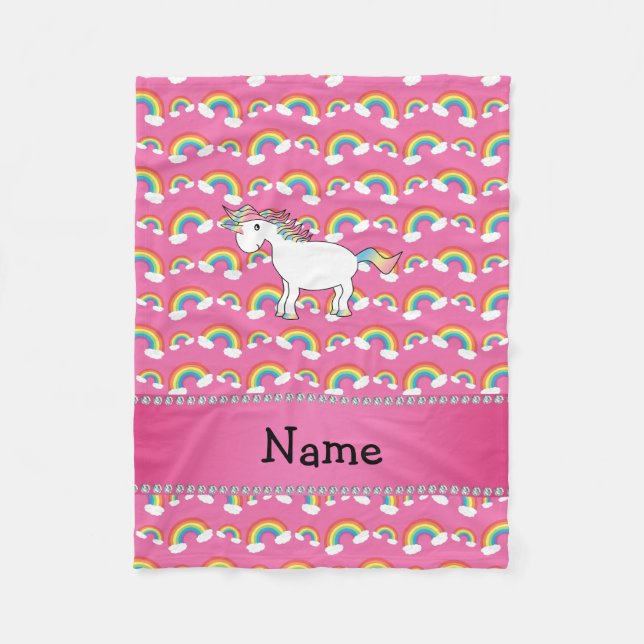 Personalisierte Namensunicornpastellrosaregenbogen Fleecedecke (Vorderseite)