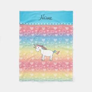 Personalisierte Namensunicornregenbogenherzen Fleecedecke