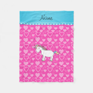 Personalisierte Namensunicornrosaherzen Fleecedecke