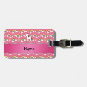 Personalisierte Namensunicornrosaregenbogen Gepäckanhänger