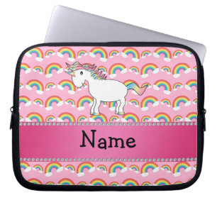 Personalisierte Namensunicornrosaregenbogen Laptopschutzhülle