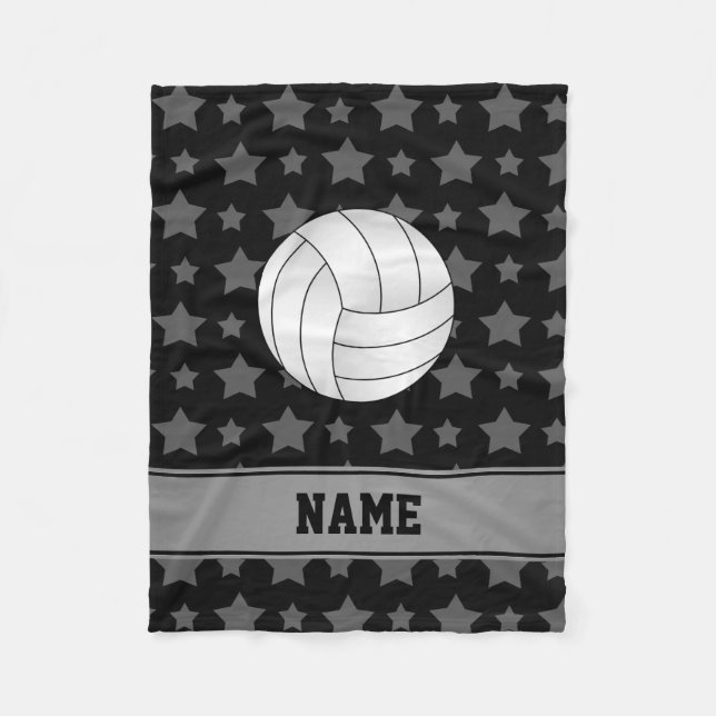 Personalisierte Namensvolleyballschwarzsterne Fleecedecke (Vorderseite)