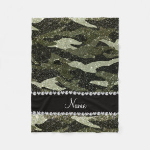 Personalisierte Namenswaldgrün-Glittertarnung Fleecedecke
