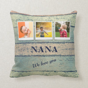 Personalisierte Nana Grandchildren 3 Foto Collage Kissen