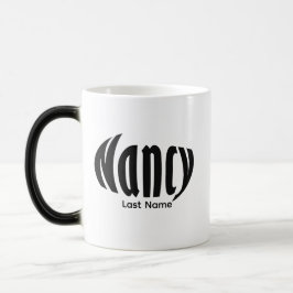 Personalisierte "Nancy" in Schwarz und Weiß Verwandlungstasse