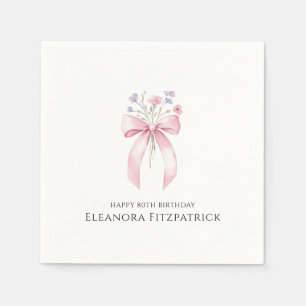 Personalisierte Napkins 80. Geburtstagsbow-Wildblu Serviette