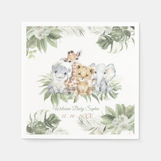 Personalisierte Napkins Safari Baby Duschideen Serviette (Vorderseite)