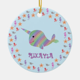 Personalisierte Narhwal Verzierung Keramik Ornament